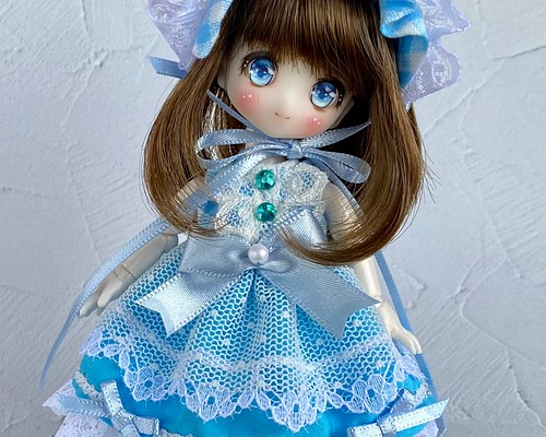 ワンピースとヘッドドレス ブルー オビツ11用 おもちゃ・人形 umy