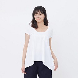 純綿無地半袖傘スイングレディースTシャツ純白 1枚目の画像