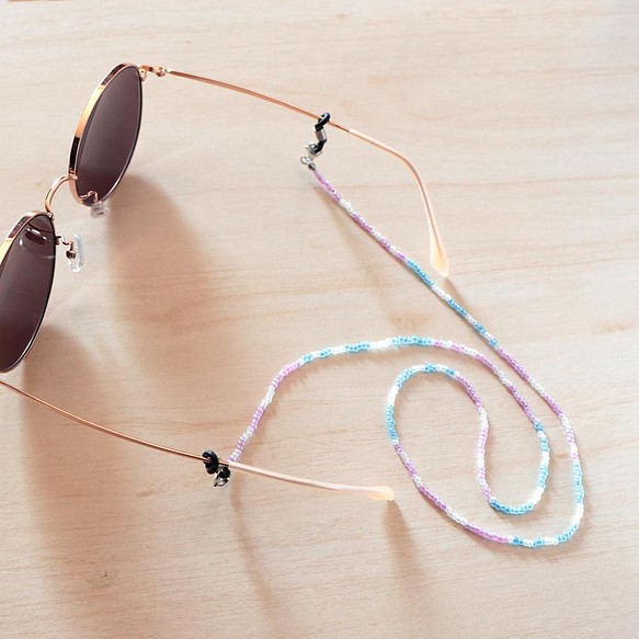 典雅滿天星丨防疫必備 手作 口罩鍊 眼鏡鍊 多用途項鍊-紫x藍 第1張的照片