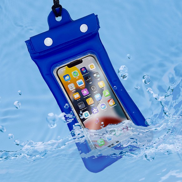 【新作2022年】エアバッグ防水電話バッグポーチ-ブルー 1枚目の画像