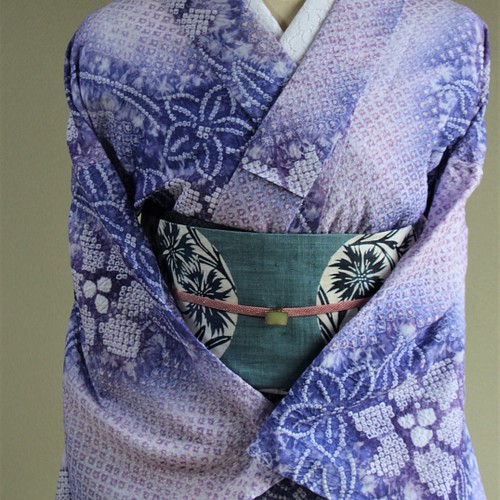 ◇現代 有松鳴海絞 浴衣◇【藤+紫ぼかし】品良く…ふわりと風が 