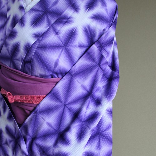◇現代 有松鳴海絞 浴衣◇【紫】雪花絞り 大胆な柄が大人の雰囲気 