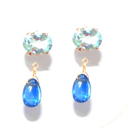 - natsu blue - Blue Topaz & Kyanite Earrings/Pierce 1枚目の画像