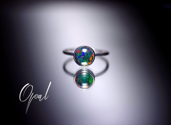 新作 ☆『Black Opal』☆の世界でひとつの天然石リングsilver925 +