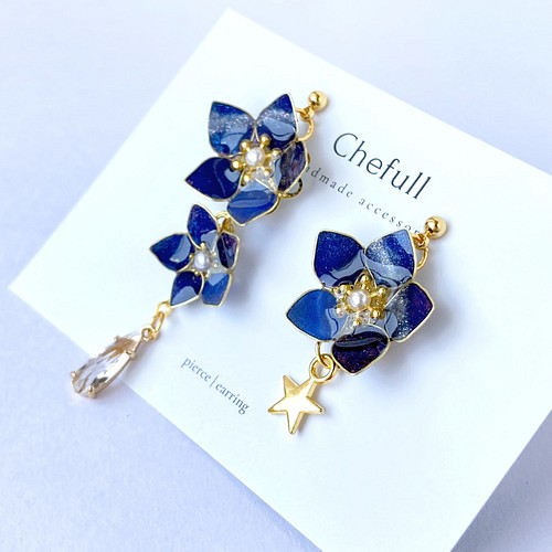 moon薔薇ピアス イヤリング〜navy〜 | mdh.com.sa