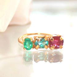- nastu stone -　k18gp Ruby & Apatite & Emerald Ring 1枚目の画像