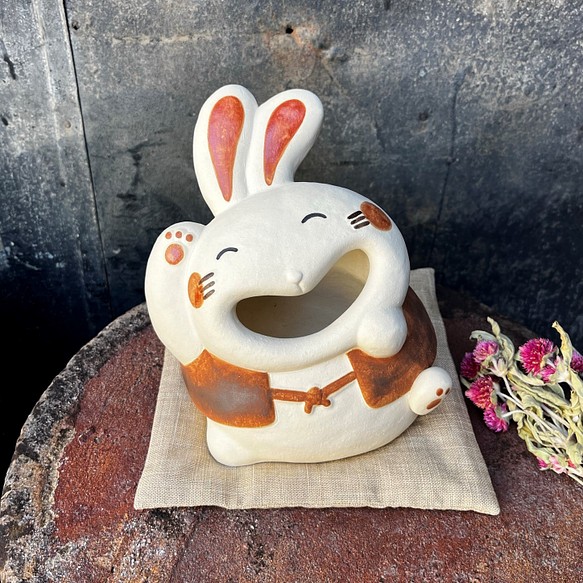 喜劇兔（小）帶墊（中）O-209陶瓷/Rabbit/rabbit 第1張的照片