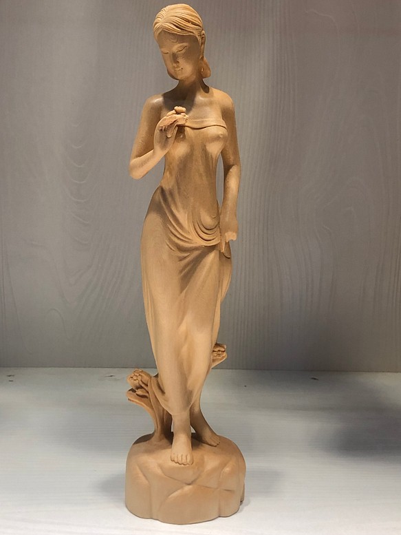 木彫美女 裸体美女 彫刻 置物 工芸品 コレクション 彫刻 minn 通販