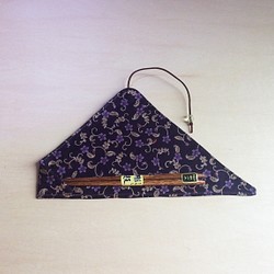 紫小花（黄ビーズ）☆マイ箸包み☆箸入れ☆箸袋 1枚目の画像