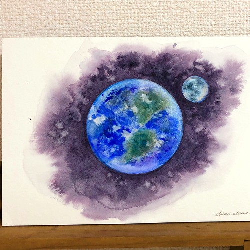 The Earth 地球 水彩原画 ギフト イラスト 絵画 Chiao 水彩画作家 通販 Creema クリーマ ハンドメイド 手作り クラフト作品の販売サイト