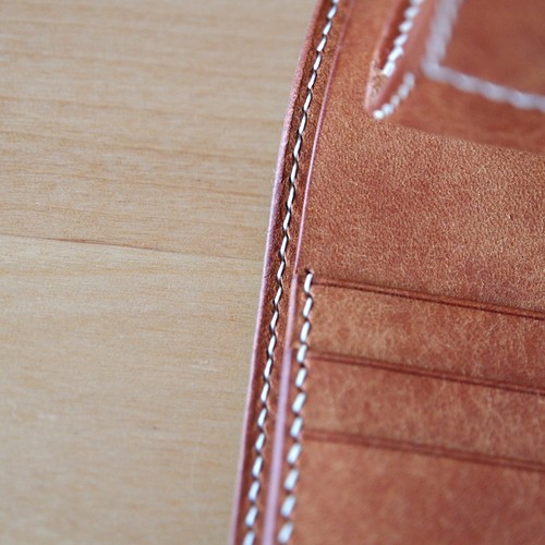ミニ財布 二つ折り短財布 イタリアンレザー 手縫い ミニ財布 