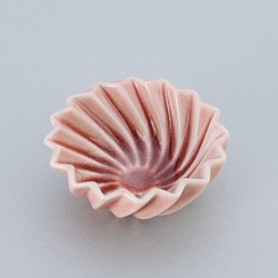 027-0517　珍味 豆鉢 和陶器 和モダン /フリル豆鉢 ピンク 1枚目の画像