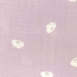 Ｗガーゼ 生地【50×110cm】 にっこり雲さん 雲 空 かわいい ベビーグッズ 布 ラベンダー 紫 1枚目の画像