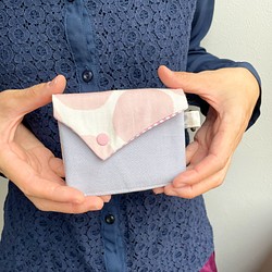 【SALE】水玉ミニ財布/ピンク　色合わせハーフウォレット 1枚目の画像