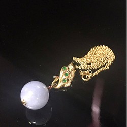 【高級】天然 ラベンダー グリーン ヒスイ k18 ネックレス $ 1枚目の画像