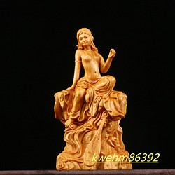 美術工芸品 崖柏木彫 裸婦像 美女女神 置物