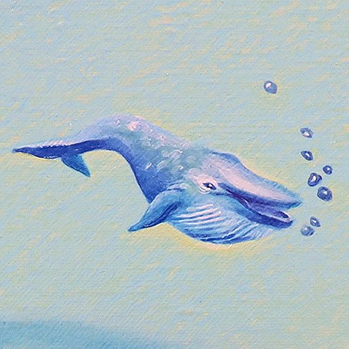 空飛ぶクジラの絵 淡色 アートパネル 海 癒し グラデーション 優しい絵 鯨 絵画 Hotaru Yoshinaga 通販 Creema クリーマ ハンドメイド 手作り クラフト作品の販売サイト