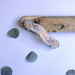 刺繍バレッタ　ピンク 1枚目の画像