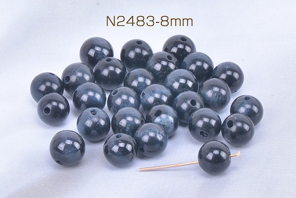 N2483-8mm  18個  天然石ビーズ カラータイガーアイ 丸玉 8mm  3X（6ヶ） 1枚目の画像
