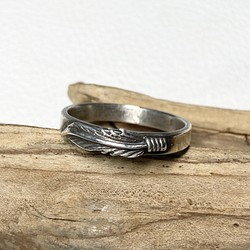 silver925 キングマンターコイズ　フェザー　シルバーリング　指輪♯インディアンジュエリー　ナバホ族　ネイティブアメリカン　羽根