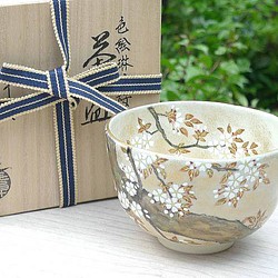 ◆商品番号　5676 抹茶茶碗　色絵琳派桜　善昇 1枚目の画像