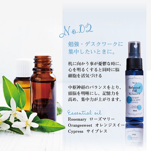 Botanical lab アロマスプレー 3本セット 集中力・頭脳明瞭化に