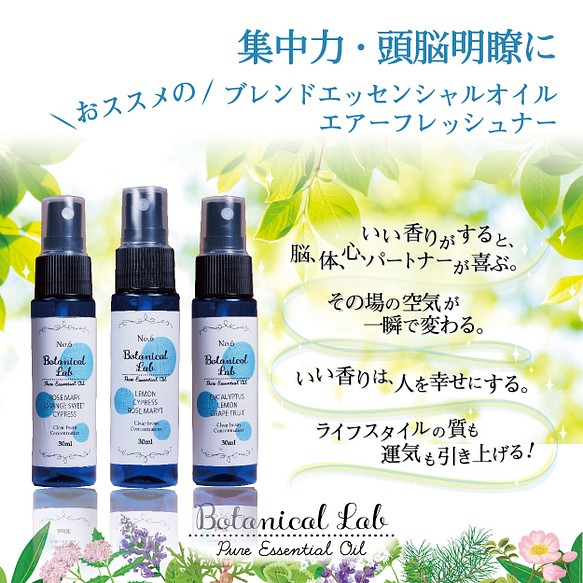 Botanical Lab アロマスプレー 3本セット 集中力 頭脳明瞭化にオススメ お部屋にシュッとするだけ その他雑貨 Botanical Lab 通販 Creema クリーマ ハンドメイド 手作り クラフト作品の販売サイト