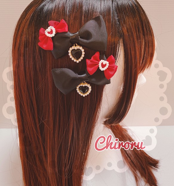 キティ ハート ヘアクリップ ブラック ヘアアクセサリー ୨୧ Chiroru ୨୧ 通販 Creema クリーマ ハンドメイド 手作り クラフト作品の販売サイト