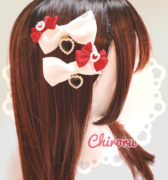 キティ ハート ヘアクリップ ホワイト ヘアアクセサリー ୨୧ Chiroru ୨୧ 通販 Creema クリーマ ハンドメイド 手作り クラフト作品の販売サイト