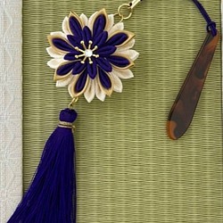 つまみ細工❀帯飾り❀根付❀紫 1枚目の画像