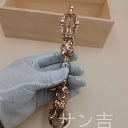 仏教美術 法器 川派穢迹杵 五鈷金剛杵 紫銅製 鉄製 密教 法具 23cm