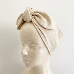 Cool Hair Turban &amp; Neck Cooler 髮帶圍巾日本製造棉象牙色帶冰袋 第1張的照片