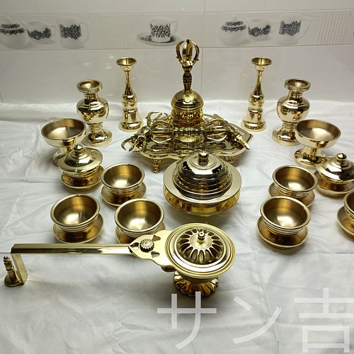 チベット仏教法器 真言宗 21点セット 密教 一面器 寺院用仏具 真鍮製 