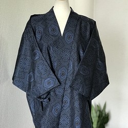 大島紬 作務衣 着物リメイク 現品限り シンプルデザイン 和装・和小物 
