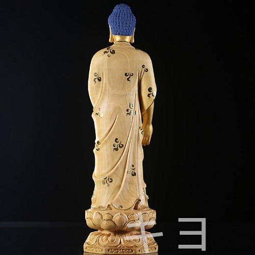 極上品 阿弥陀如来 切金 彩絵 仏教工芸品 釈迦牟尼 置物 木彫仏像 精密
