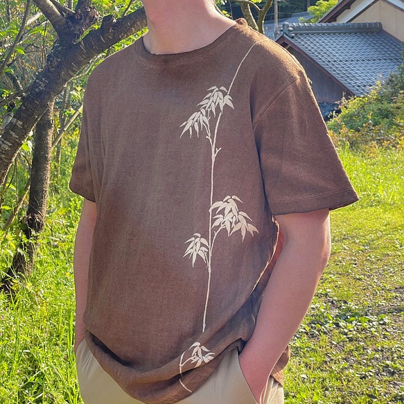 柿渋染 手描きシャツ-