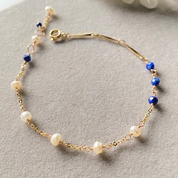 « Rienne » ラピスラズリと淡水真珠のブレスレット bracelet+ /ac291 1枚目の画像