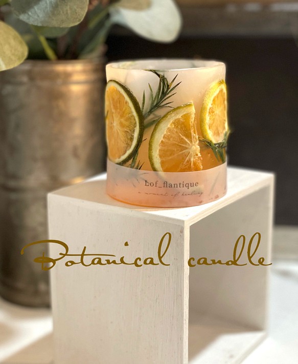 Botanical candle(オレンジ&ティーツリー) LEDティーライトキャンドル付き 送料無料 1枚目の画像