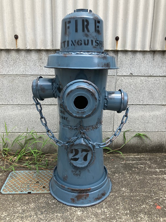商標登録済みオリジナル消火栓風立水栓カバーブルーグレー^_^エイジング 1枚目の画像