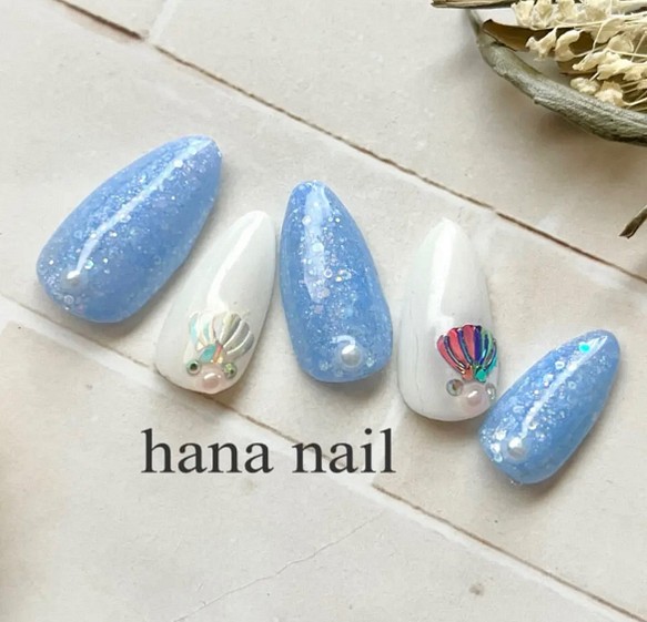 夏ネイル ホロラメワンカラーネイルチップ オーバルポイント ネイルチップ ネイルシール Hana Nail 通販 Creema クリーマ ハンドメイド 手作り クラフト作品の販売サイト