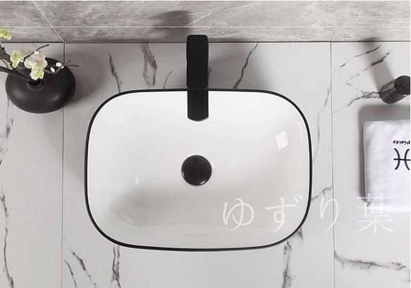 セラミック洗面器 洗面器セット ブラック洗面器 蛇口·排水管·台鉢 1枚目の画像