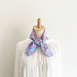 紫陽花デザイン♡ターバンにもなる春夏のスカーフ♡保冷剤ポケット付きで涼しく使える♡アジサイ柄のネッククーラー　ヘアバンド 1枚目の画像
