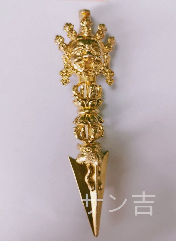 チベット密教法器 馬頭金剛撅 vajra 杵 真鍮制 13.5cm-