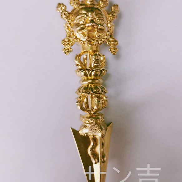 チベット密教法器 馬頭明王金剛撅 vajra 杵 真鍮制 20cm - 金属工芸
