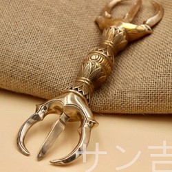 チベット仏教法器 真言宗 三鈷杵 金剛杵 密教法具 真鍮製 vajra 20cm