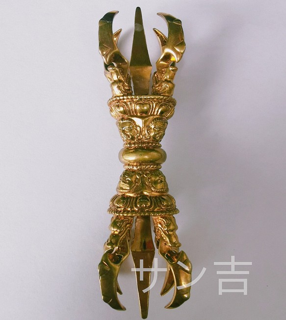 チベット仏教法器 真言宗 五鈷杵 金剛杵 密教法具 真鍮製 vajra 13cm