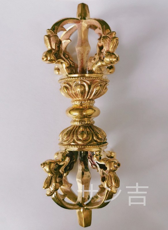 181gチベット密教法器 独鈷杵 金剛杵 仏教美術 真鍮製 vajra 16.5cm