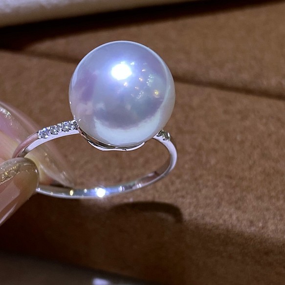 【高級】天然淡水真珠　一粒リング10-11mm　k18