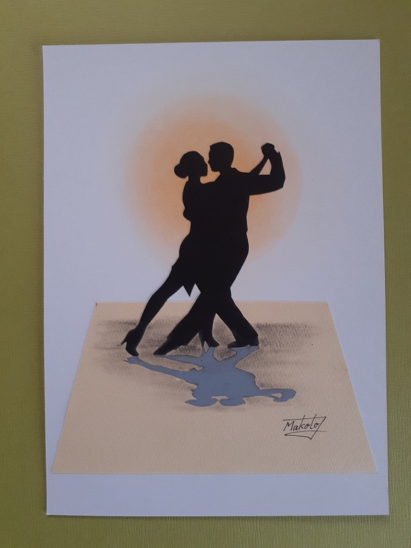 3D切り絵アート　タンゴダンスカップル 1枚目の画像
