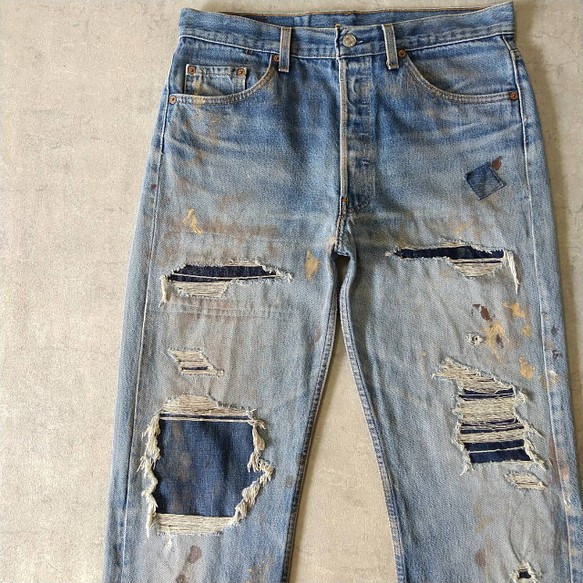 00s VINTAGE Levi's 501 リメイク ダメージ加工デニムW33 - パンツ